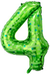 Balon foliowy cyfra 4 – Pikselowy zielony 100 cm