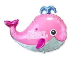 Baby Girl Whale Foil Balloon, Flexmetal 
