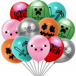 Balony gumowe z nadrukiem Minecraft, Piksele (12 szt.)