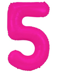 Fóliový balónek číslo "5" růžový neonový (100 cm).)