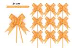 Ozdobná oranžová mašle s reliéfním vzorem - 21 cm (sada 10 ks).)