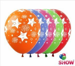 Gumové balónky s potiskem Hvězdy a ohňostroj (10 ks).)