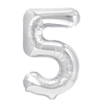 Fóliový balónek číslo "5" stříbrný (100 cm).)