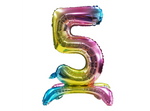 Fóliový balónek s číslem "5" Rainbow Standing (80 cm).)