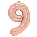 Fóliový balónek číslo "9" růžovo-zlatý (100 cm).)