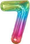 Fóliový balónek s číslem "7" Rainbow (100 cm).)