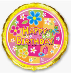 Fóliový balónek Happy Birthday 18" (45 cm), FLEXMETAL™