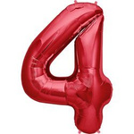 Fóliový balónek s číslem "4" červený (100 cm).)