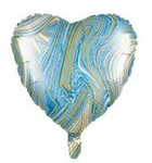 Foliové srdce Marble Blue 18" (45cm).)