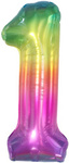 Fóliový balónek s číslem "1" Rainbow (100 cm).)