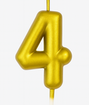 Zlatá narozeninová svíčka číslo "4" - elegance pro každou příležitost