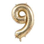 Fóliový balónek s číslem "9" Champagne (100 cm).)