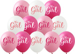 Gumové balónky s potiskem It's a Girl (12 ks).)