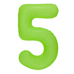 Fóliový balónek číslo "5" zelený neonový (100 cm).)