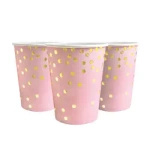 Papírové kelímky Pink Gold Dots (10 ks).)