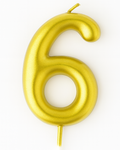 Zlatá narozeninová svíčka ve tvaru čísla "6"