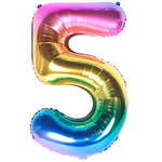 Fóliový balónek s číslem "5" Rainbow (100 cm).)