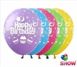 Gumové balónky s potiskem Happy Birthday (10 ks).)