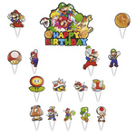 Narozeninové ozdoby Super Mario - Kouzlo hry na dortu (15+1)