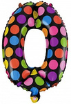 Balónek číslo "0" černý s tečkami (40 cm) 