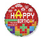 Fóliový balónek Happy Birthday 18" (45 cm), FLEXMETAL™