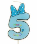 Dětská svíčka číslo "5" modrá