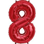 Fóliový balónek s číslem "8" červený (100 cm).)