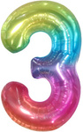 Fóliový balónek s číslem "3" Rainbow (100 cm).)
