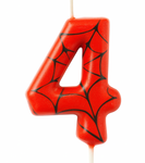 Narozeninová svíčka Spider-Man "4" - červená a černá