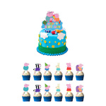 Peppa Pig dort a cupcake toppers - narozeninová sada