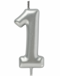 Svíčka číslo "1" - stříbrná