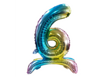 Fóliový balónek s číslem "6" Rainbow Standing (80 cm).)