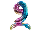 Fóliový balónek s číslem "9" Rainbow Standing (80 cm).)