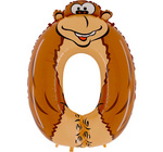 Balónek číslo "0" Opice (100 cm) 