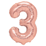 Fóliový balónek číslo "3" růžovo-zlatý (100 cm).)