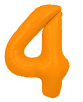 Fóliový balónek číslo "4" oranžový neonový (100 cm).)