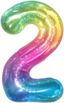 Fóliový balónek s číslem "2" Rainbow (100 cm).)