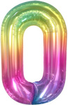 Fóliový balónek s číslem "0" Rainbow (100 cm).)