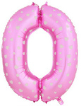 Fóliový balónek číslo "0" růžový se srdíčky (100 cm).)