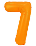 Fóliový balónek číslo "7" oranžový neonový (100 cm).)