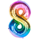 Fóliový balónek s číslem "8" Rainbow (100 cm).)