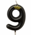 Narozeninová svíčka číslo "9" s korunkou - černá