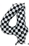 Fóliový balónek s číslem "4" Šachovnice Race (100 cm).)