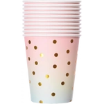 Pastel paper cups with gold dots - 10 pcs.
