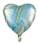 Foil Heart Marble Blue 18" (45cm.)