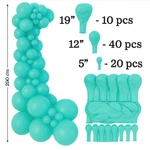 Set of Decorative Balloons Color Aquamarine 70 pieces