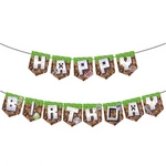 Paper Garland Happy Birthday Pixels Minecraft (1 pc)