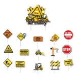Cake and cupcake toppers with a construction theme perfect for birthdays