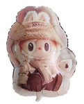 Labubu foil balloon with a cute winter theme 65x47 cm.