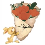 Foil Balloon "Bunny with Bouquet" - 63x68 cm